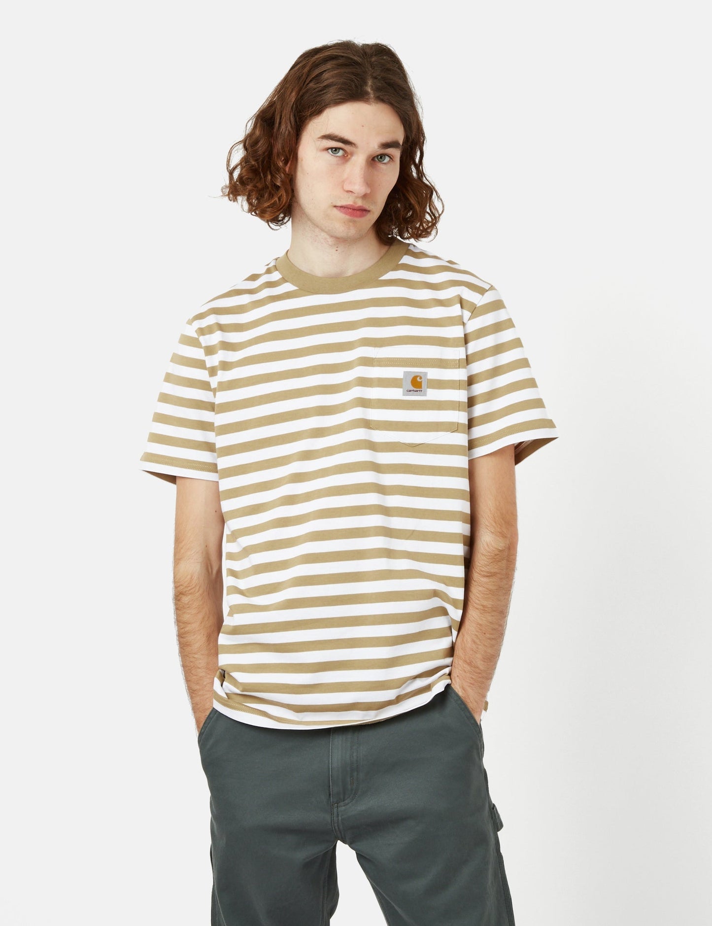 Scotty Stripe Pocket T-Shirt (Regular) - Botanic Green/Agave Green