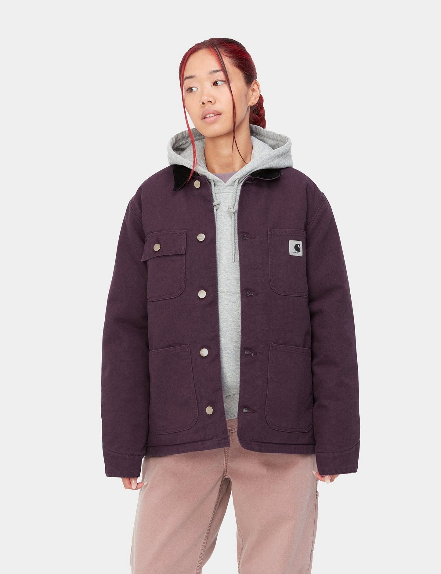 Womens Irving Coat - Dark Plum/Black