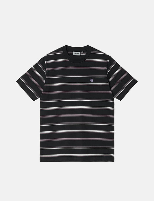 Vonn Stripe T-Shirt - Black/Artichoke Purple