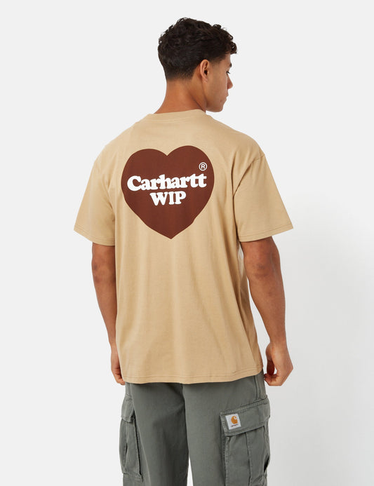 Double Heart T-Shirt (Organic) - Dusty Hamilton Brown