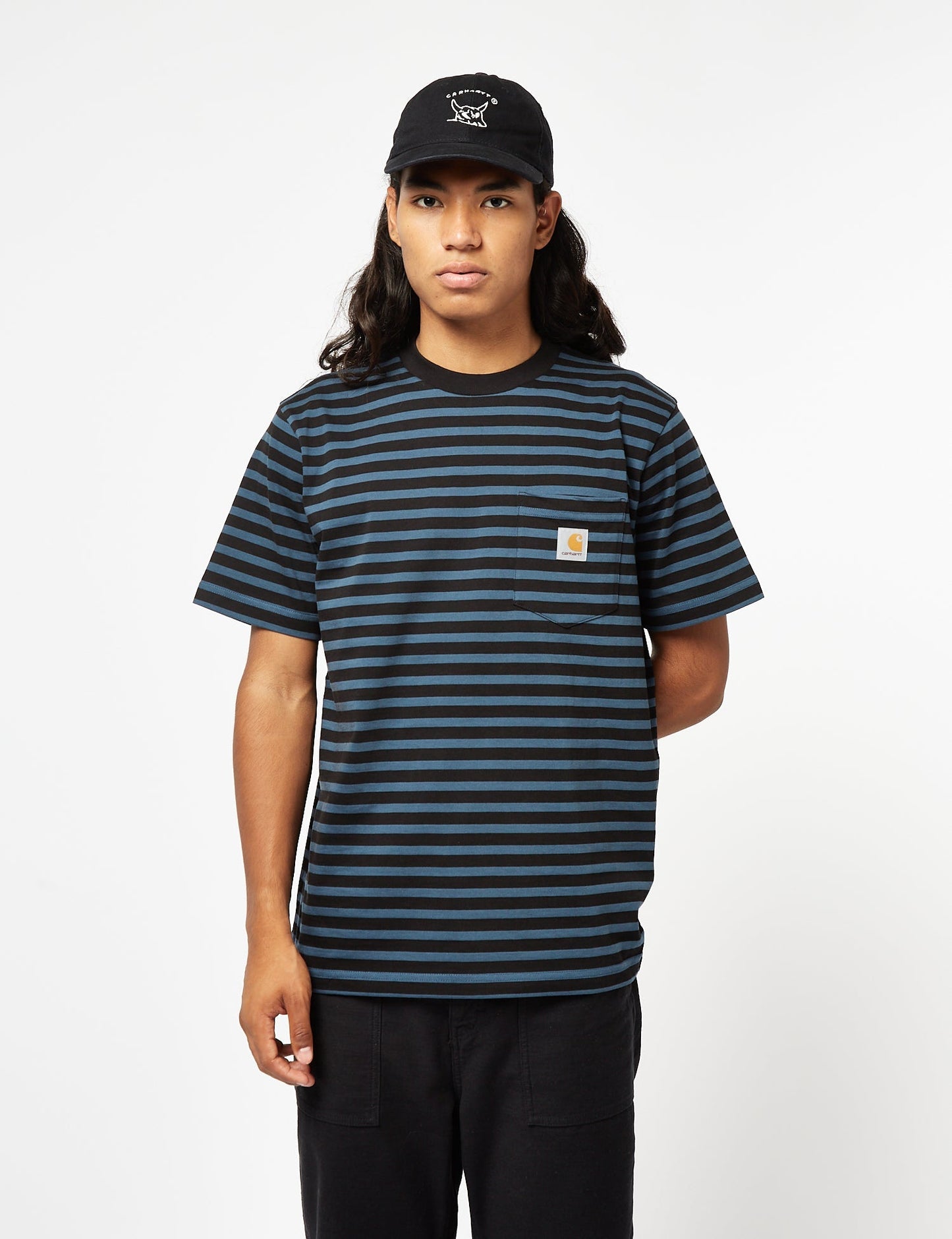 Seidler Pocket T-Shirt (Seidler Stripe) - Salt Grey/Black