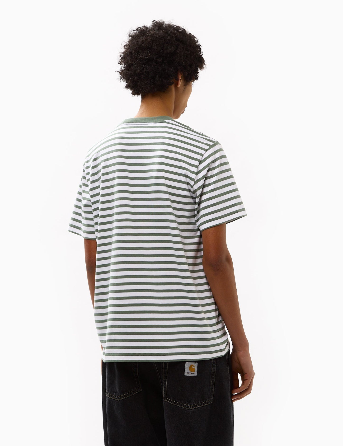 Seidler Stripe Pocket T-Shirt - Park Green/White