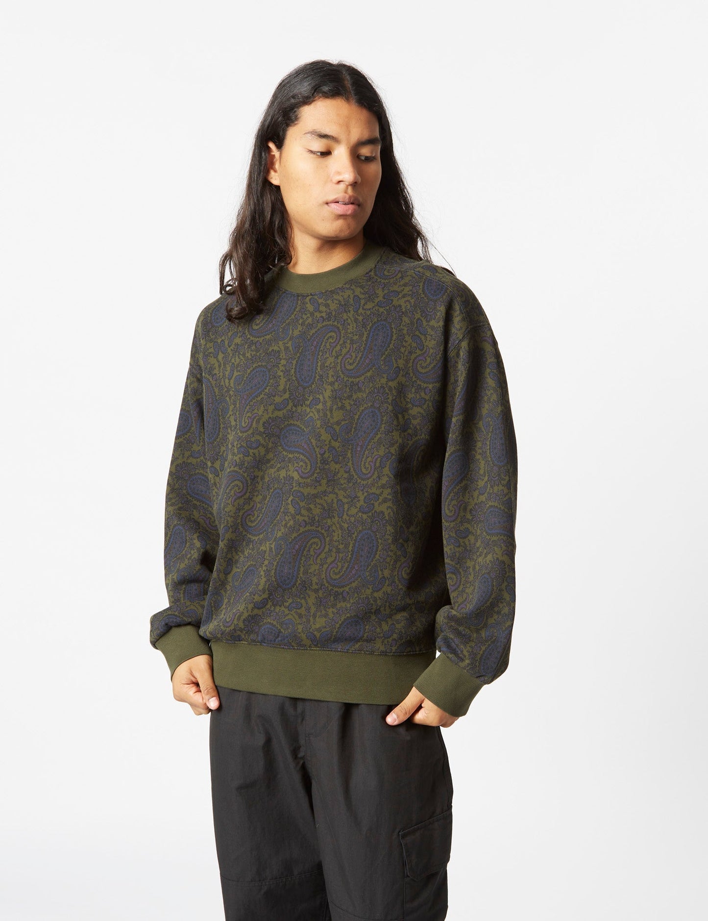 Paisley Sweatshirt (Paisley Print) - Plant Green