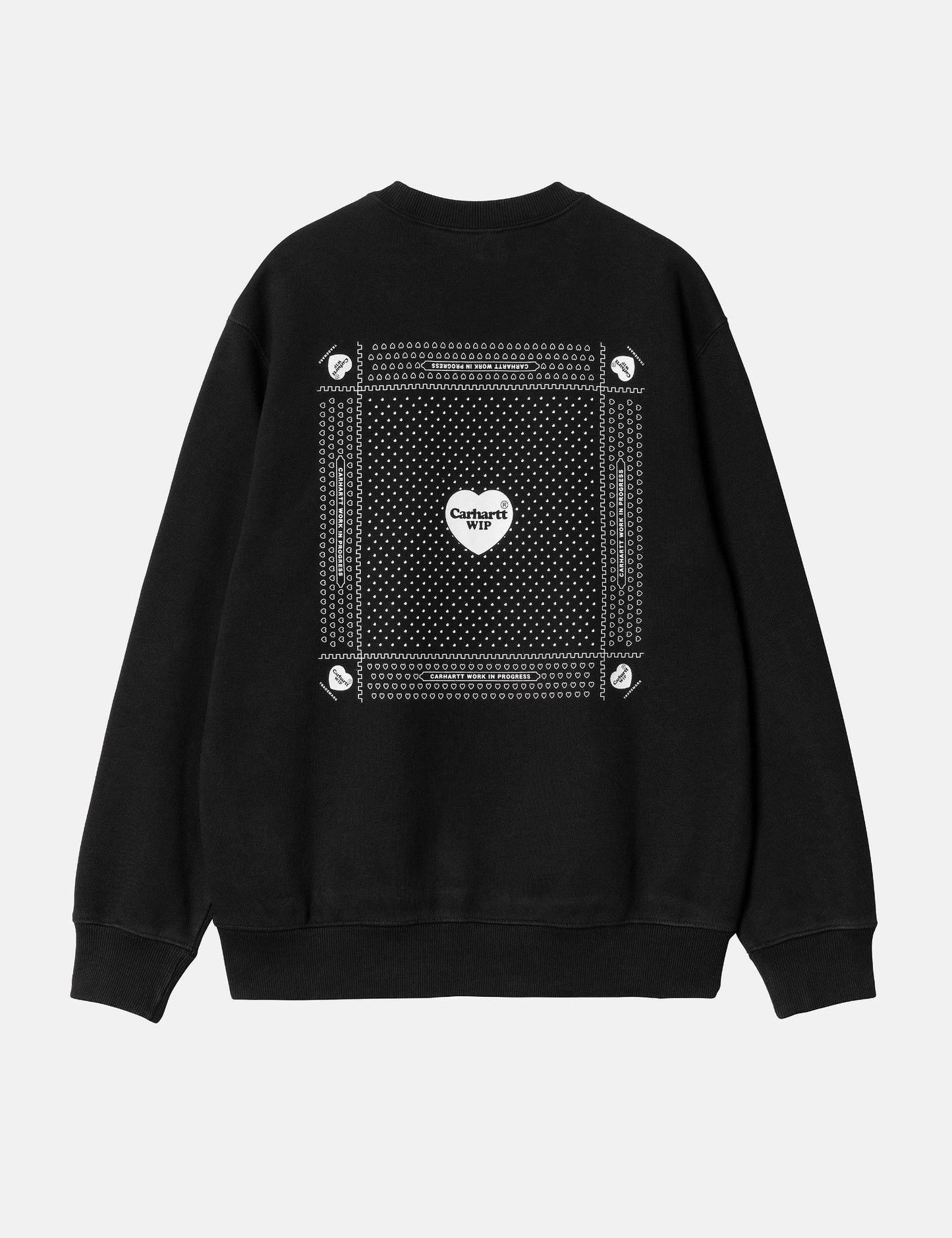 Heart Bandana Sweatshirt (Loose) - Black